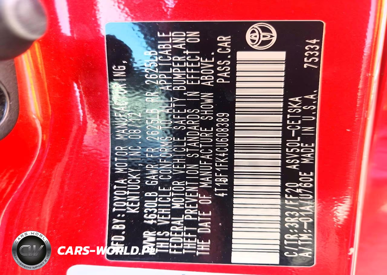 2012 Toyota Camry Se VIN:4T1BF1FK4CU608389 - 13