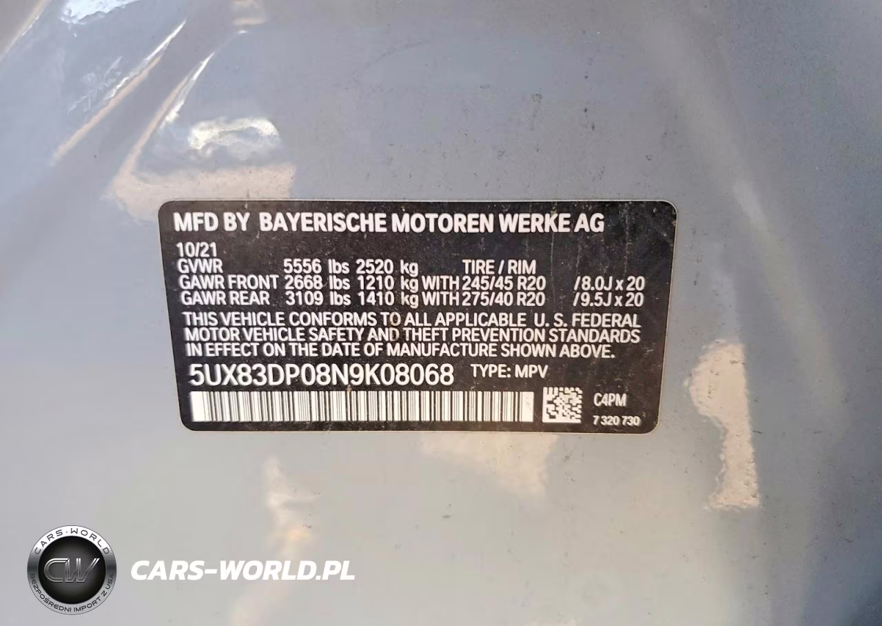 2022 BMW X3 M40I VIN:5UX83DP08N9K08068 - 14