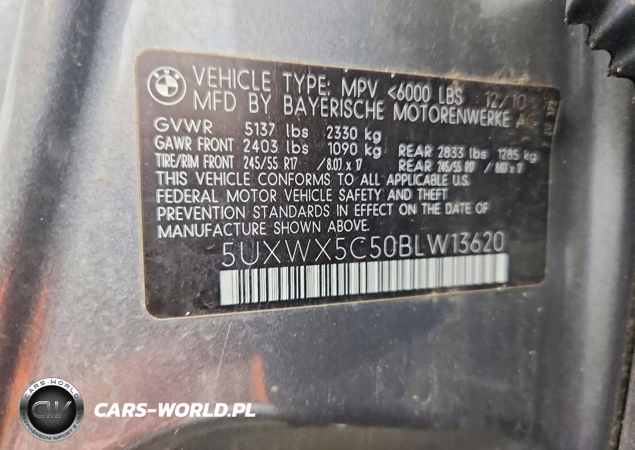 2011 BMW X3 xDrive28I VIN:5UXWX5C50BLW13620 - 13