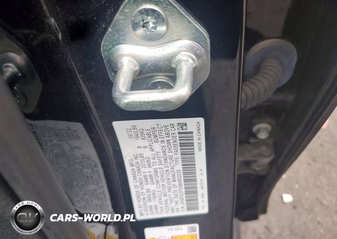 2022 Honda Civic Sport VIN:2HGFE2F55NH602035 - 12