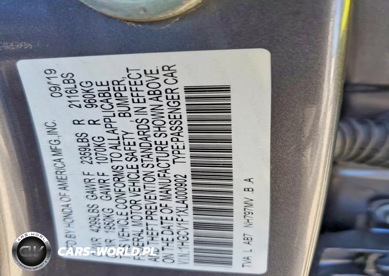 2020 Honda Accord Lx VIN:1HGCV1F1XLA000902 - 13