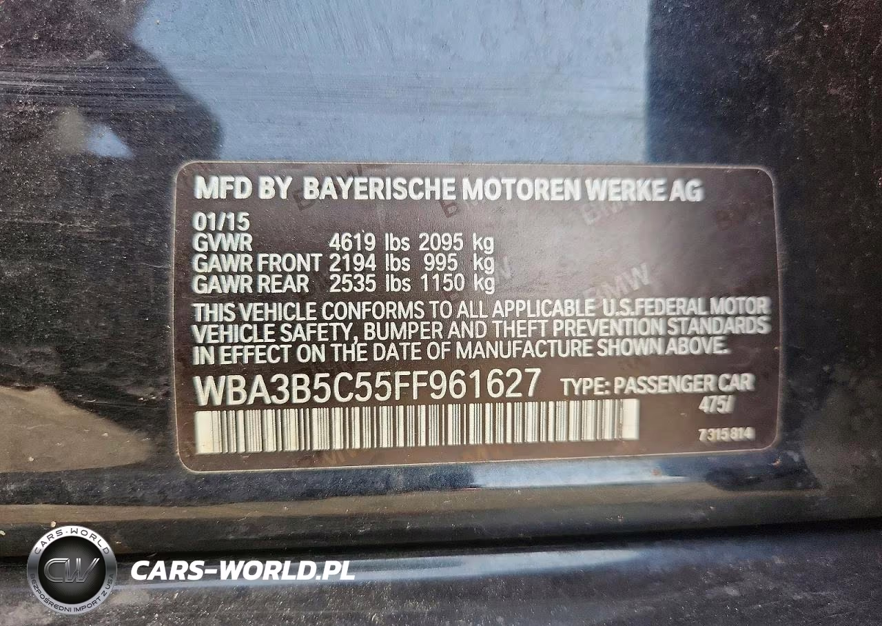 2015 BMW 328 Xi Sulev VIN:WBA3B5C55FF961627 - 12