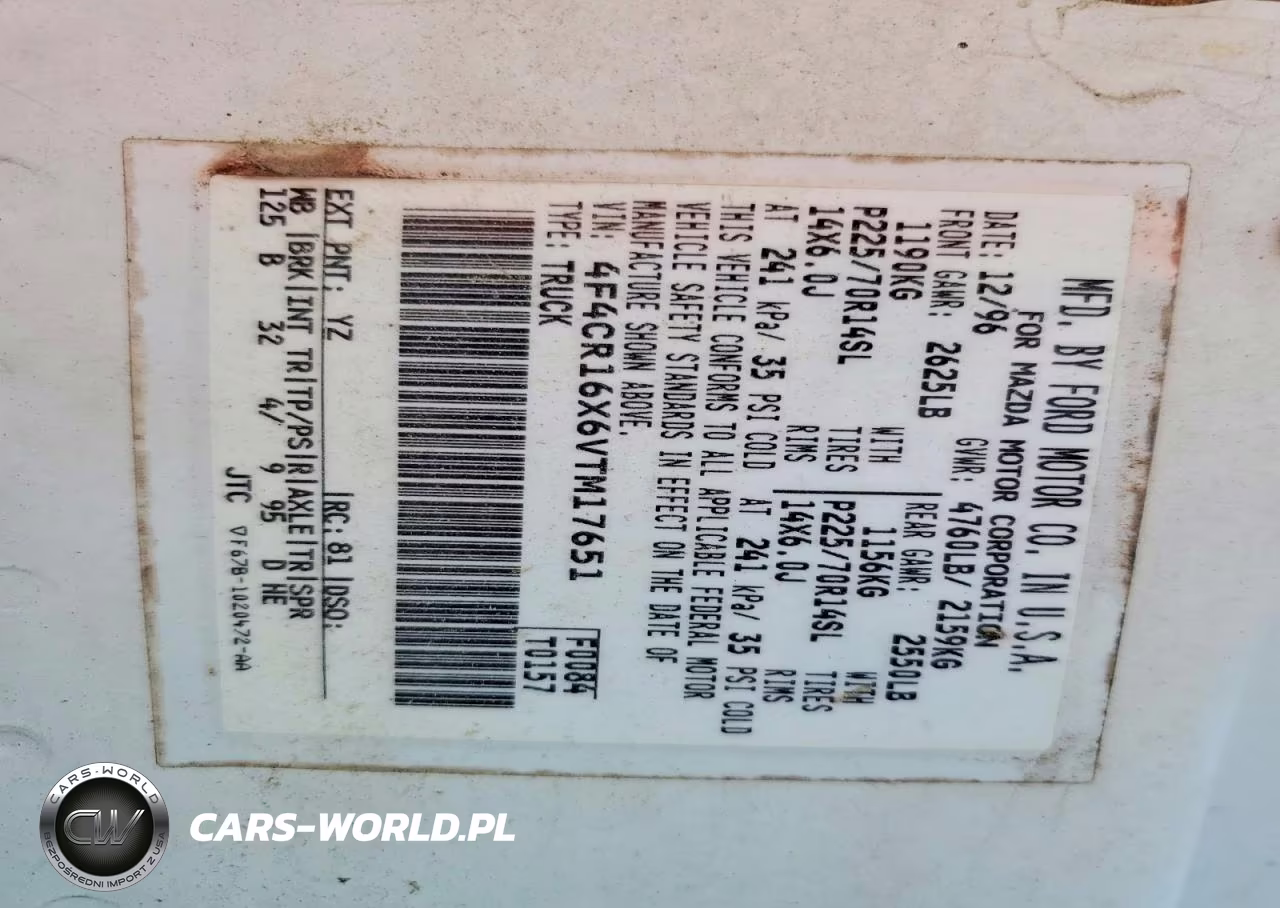 1997 Mazda B4000 Cab Plus VIN:4F4CR16X6VTM17651 - 12