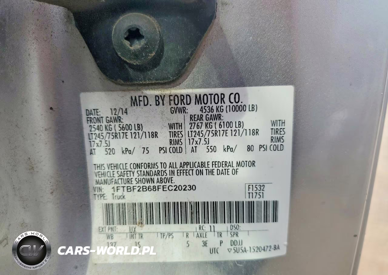 2015 Ford F250 Super Duty VIN:1FTBF2B68FEC20230 - 12