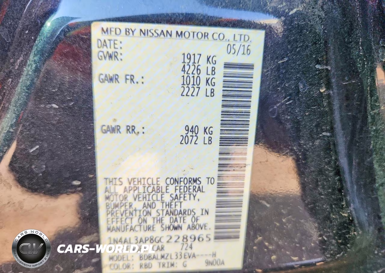 2016 Nissan Altima 2.5 Sv VIN:1N4AL3AP8GC228965 - 12