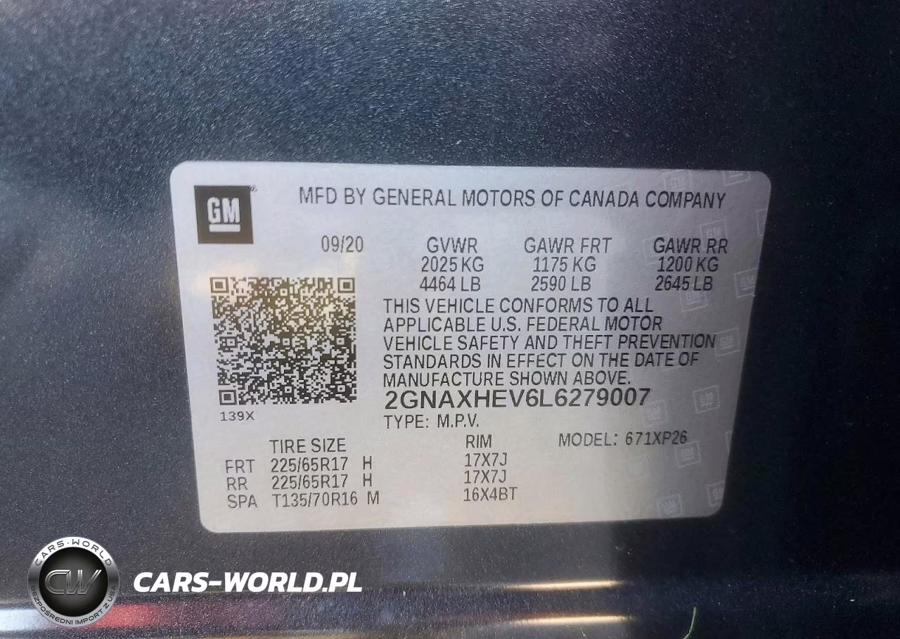 2020 Chevrolet Equinox Ls VIN:2GNAXHEV6L6279007 - 13