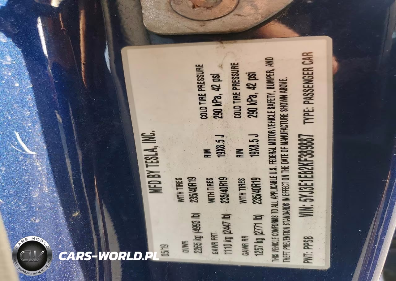 2019 Tesla Model 3 VIN:5YJ3E1EB2KF389887 - 12