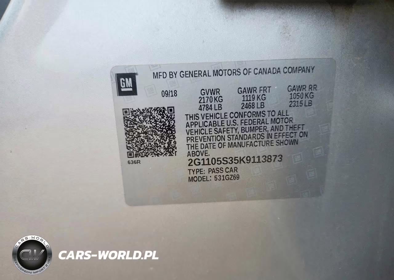 2019 Chevrolet Impala Premier VIN:2G1105S35K9113873 - 12