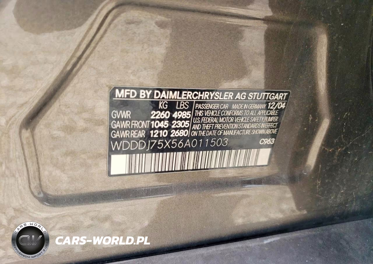 2006 Mercedes-Benz Cls 500C VIN:WDDDJ75X56A011503 - 12