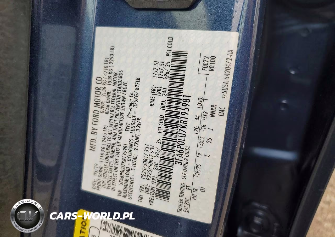 2019 Ford Fusion Se VIN:3FA6P0LU7KR195981 - 13
