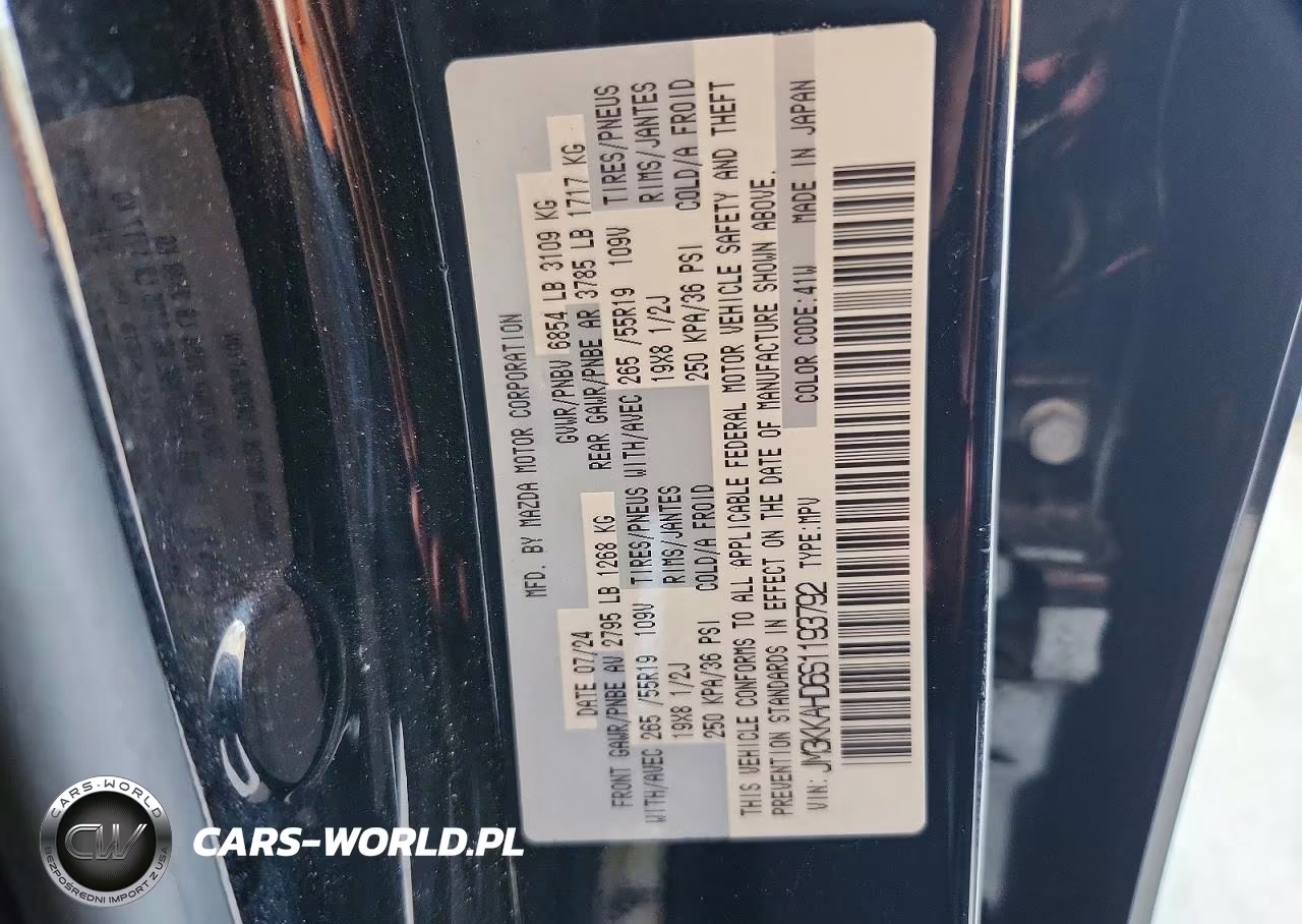 2025 Mazda Cx-90 Select VIN:JM3KKAHD6S1193792 - 12