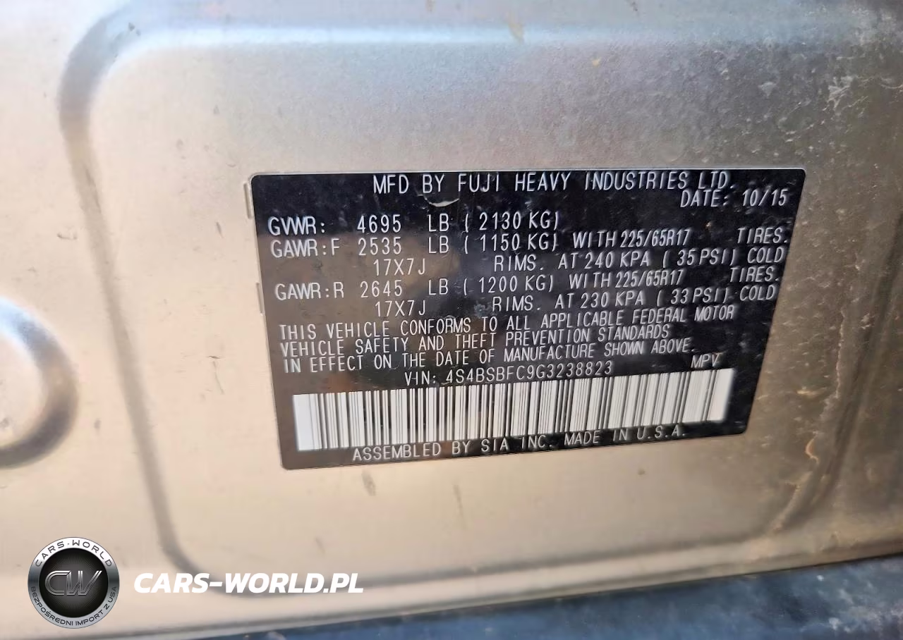 2016 Subaru Outback 2.5I Premium VIN:4S4BSBFC9G3238823 - 13