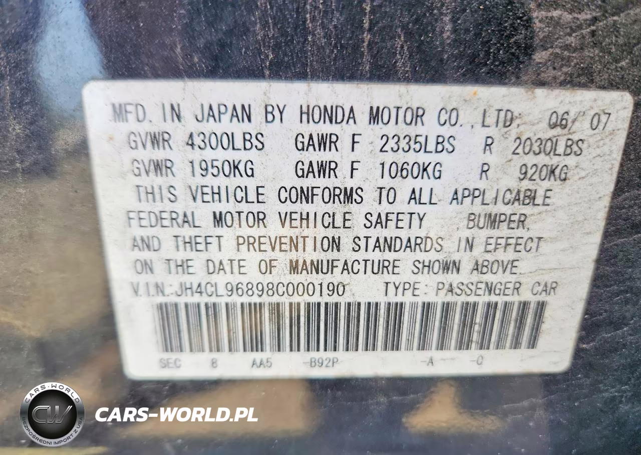 2008 Acura Tsx VIN:JH4CL96898C000190 - 12