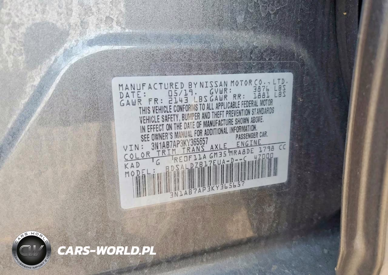 2019 Nissan Sentra Sv VIN:3N1AB7AP3KY365657 - 12