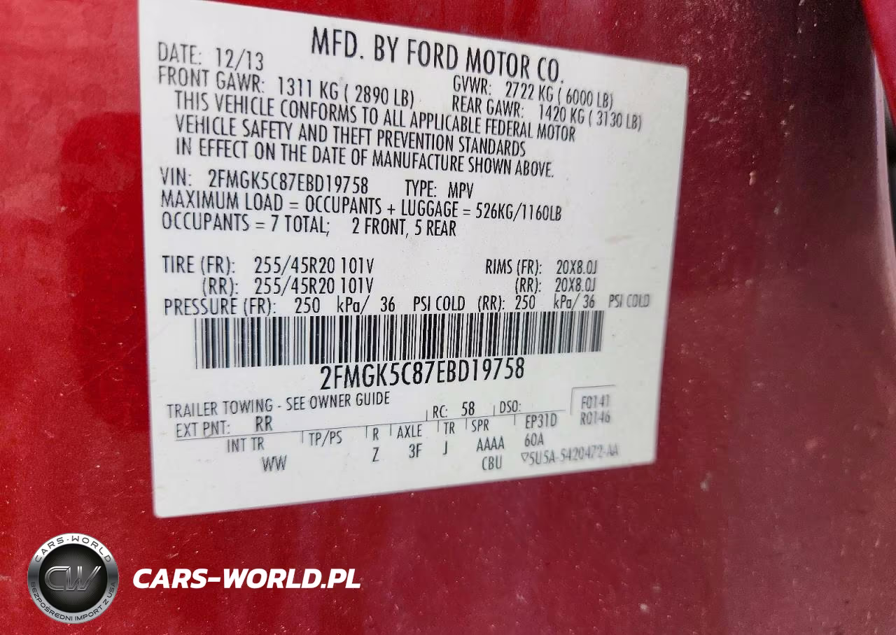 2014 Ford Flex Sel VIN:2FMGK5C87EBD19758 - 12