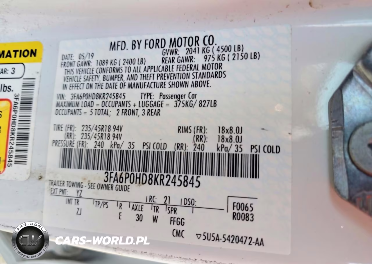 2019 Ford Fusion Se VIN:3FA6P0HD8KR245845 - 12