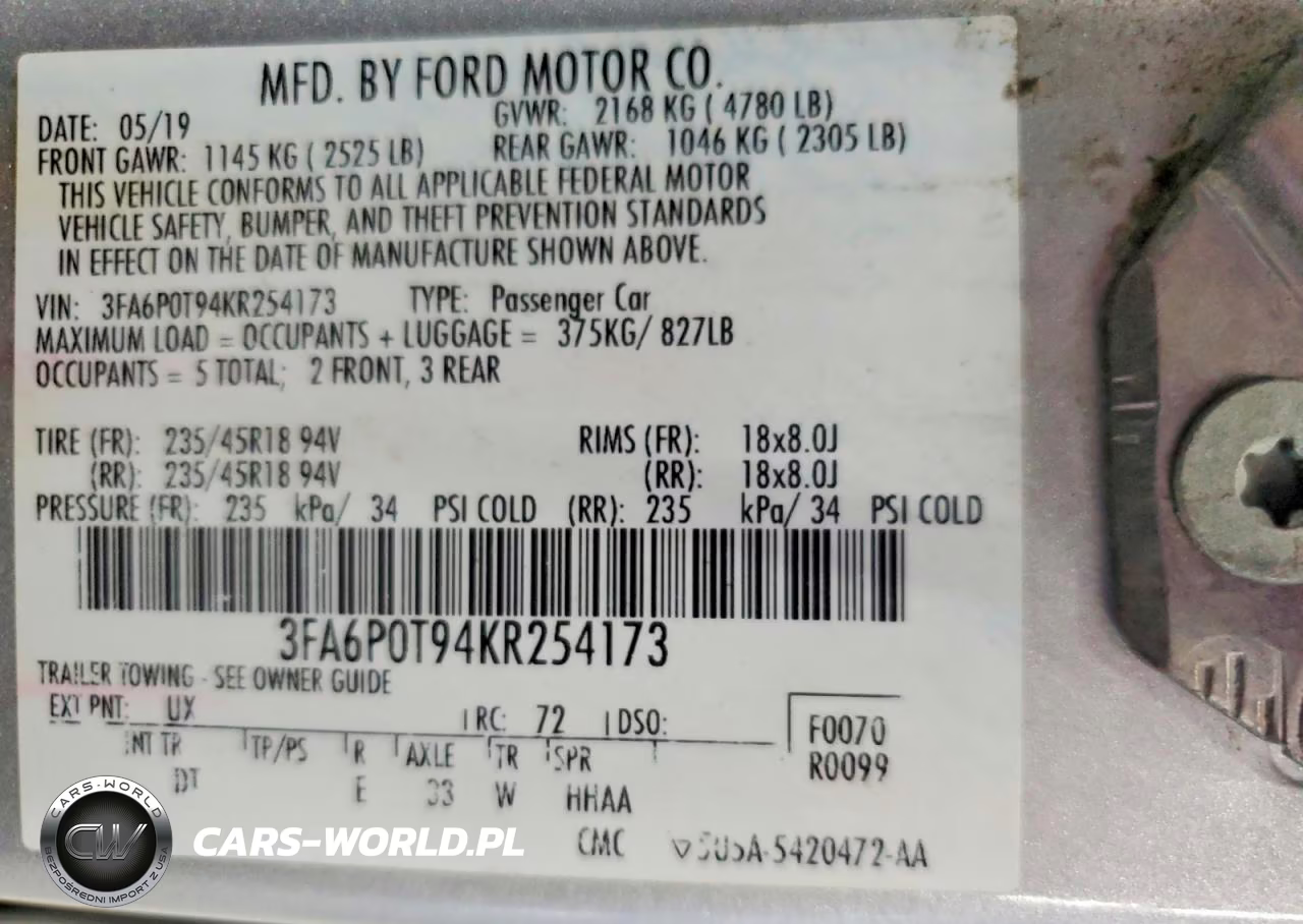 2019 Ford Fusion Se VIN:3FA6P0T94KR254173 - 12