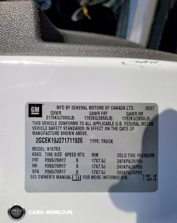 2007 Chevrolet Silverado K1500 VIN:2GCEK19J271711926 - 12