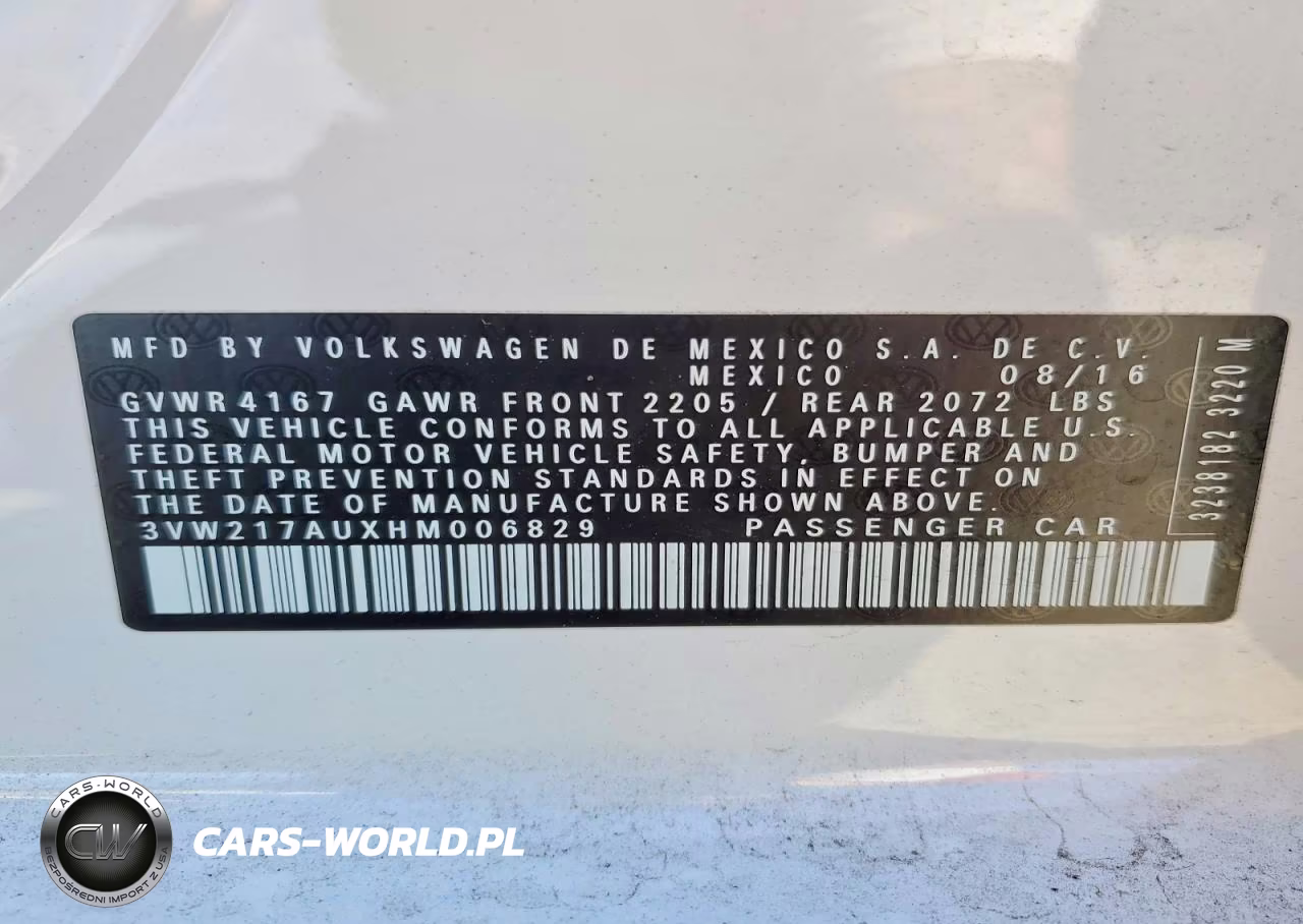 2017 Volkswagen Golf S VIN:3VW217AUXHM006829 - 13