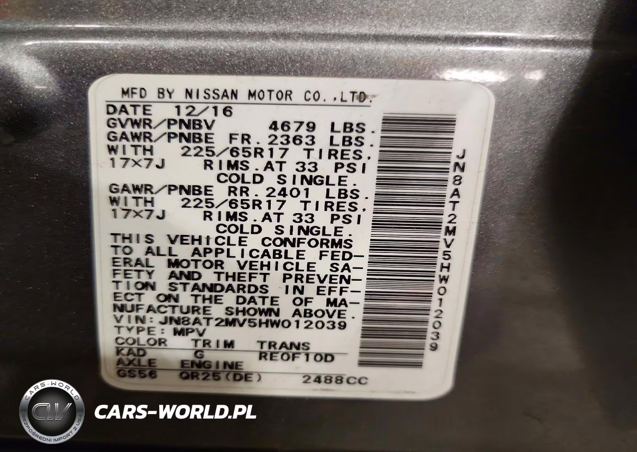 2017 Nissan Rogue Sv VIN:JN8AT2MV5HW012039 - 13