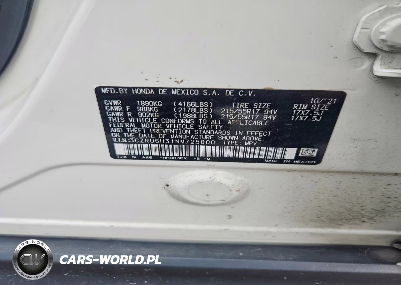 2022 Honda Hr-V Lx VIN:3CZRU6H31NM725800 - 14