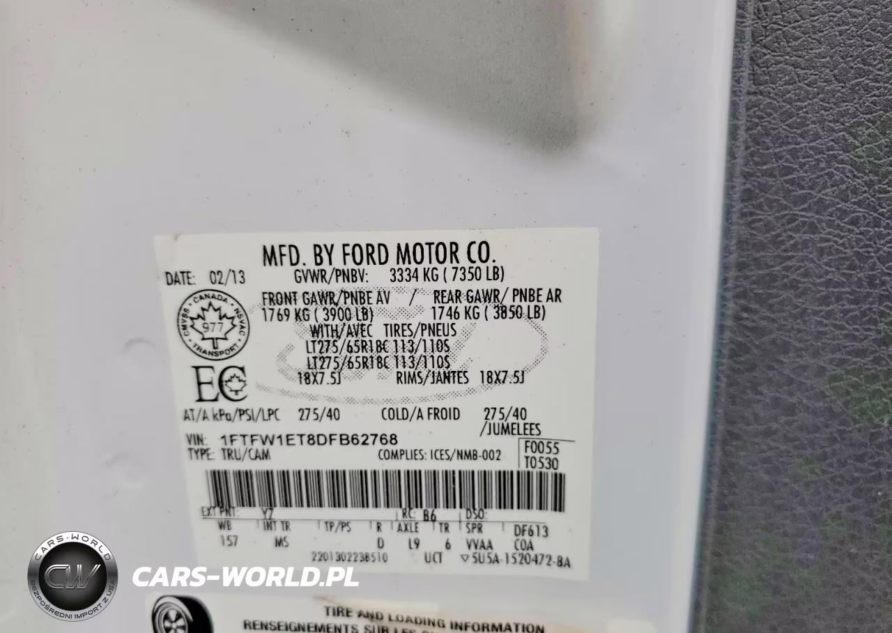 2013 Ford F150 Supercrew VIN:1FTFW1ET8DFB62768 - 12