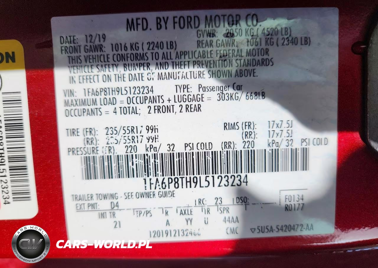 2020 Ford Mustang VIN:1FA6P8TH9L5123234 - 12