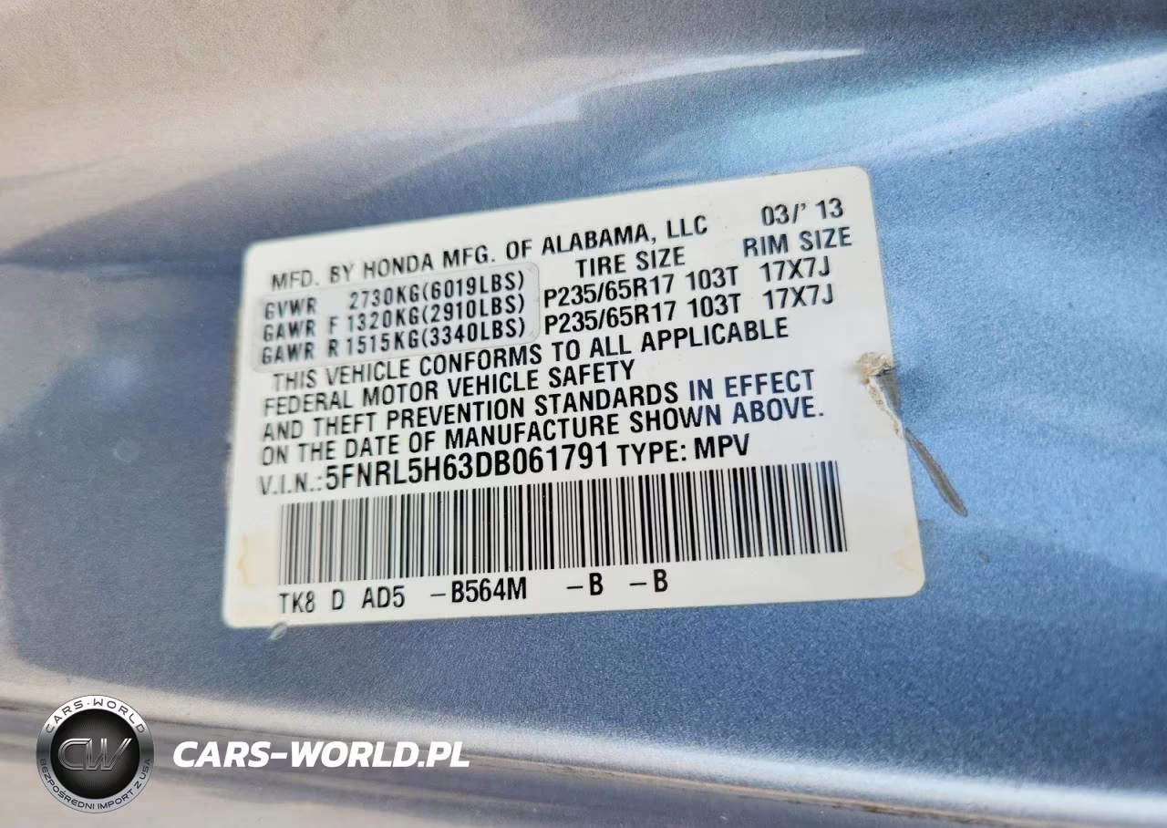 2013 Honda Odyssey Exl VIN:5FNRL5H63DB061791 - 13