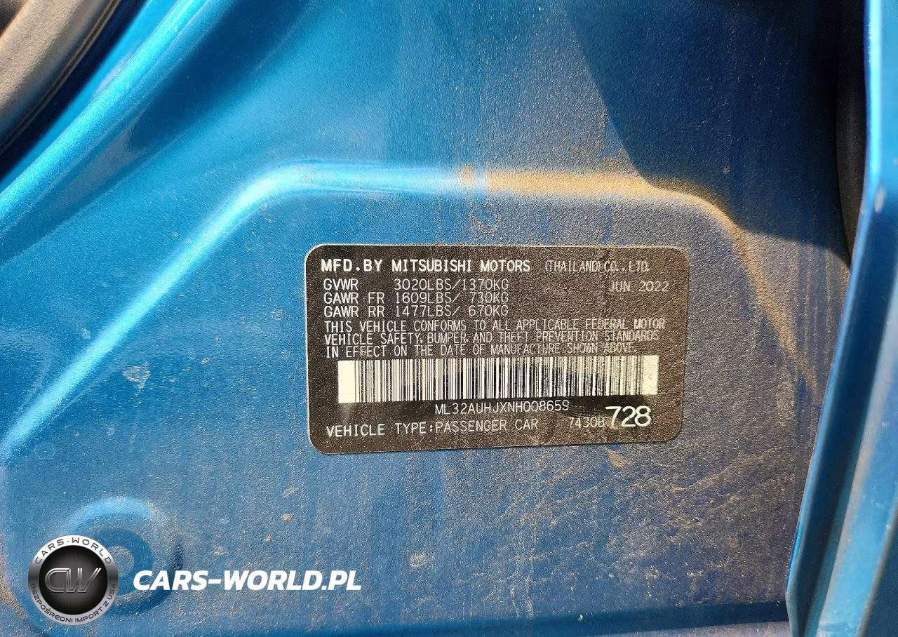 2022 Mitsubishi Mirage Es VIN:ML32AUHJXNH008659 - 13