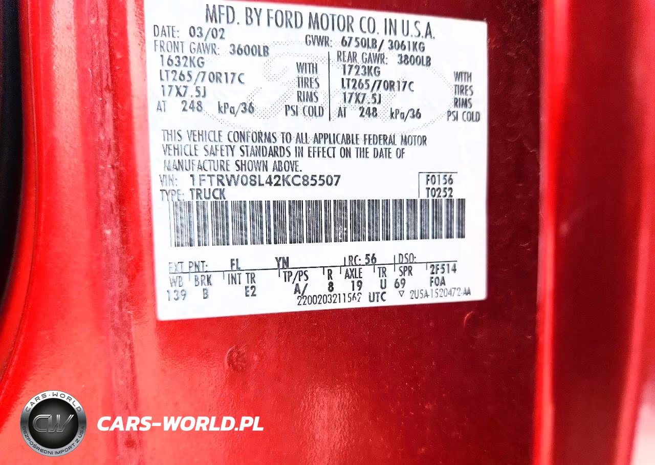 2002 Ford F150 Supercrew VIN:1FTRW08L42KC85507 - 12