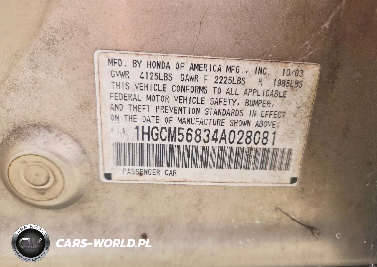 2004 Honda Accord Ex VIN:1HGCM56834A028081 - 12