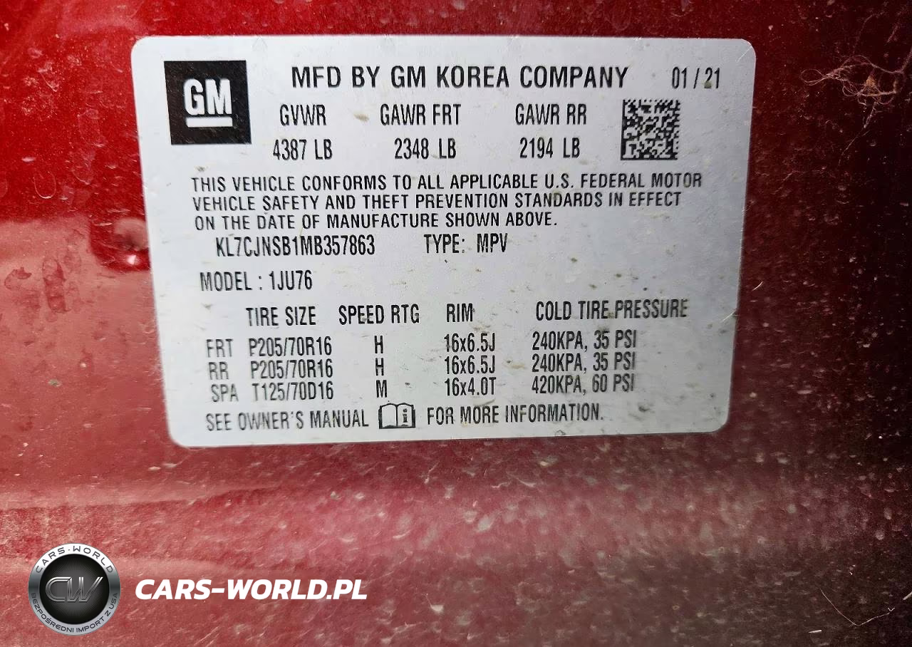 2021 Chevrolet Trax Ls VIN:KL7CJNSB1MB357863 - 12