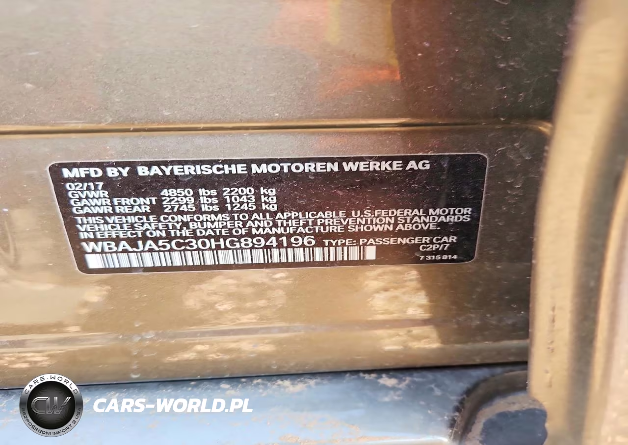 2017 BMW 530 I VIN:WBAJA5C30HG894196 - 12