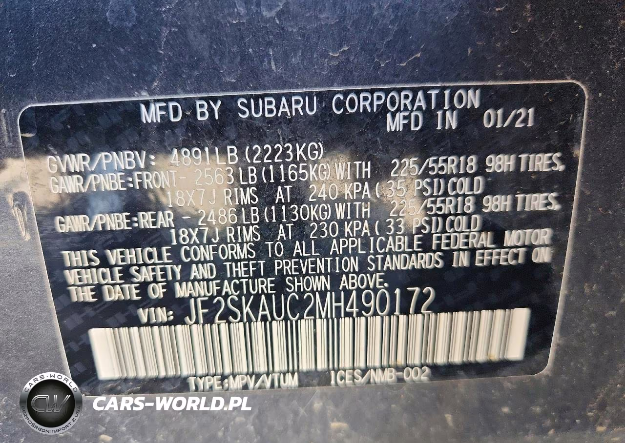 2021 Subaru Forester Limited VIN:JF2SKAUC2MH490172 - 13
