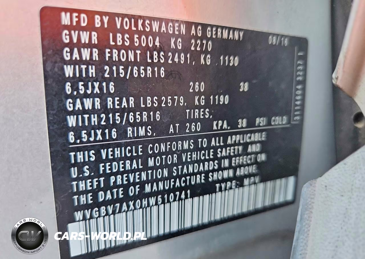 2017 Volkswagen Tiguan S VIN:WVGBV7AX0HW510741 - 13