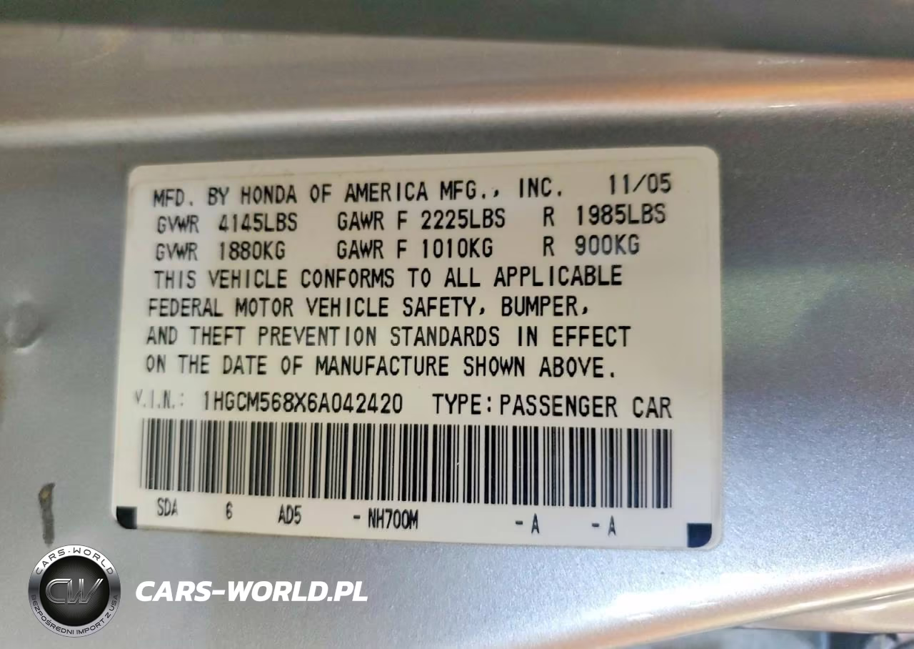 2006 Honda Accord Ex VIN:1HGCM568X6A042420 - 12