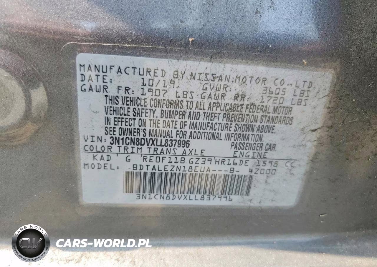 2020 Nissan Versa S VIN:3N1CN8DVXLL837996 - 12