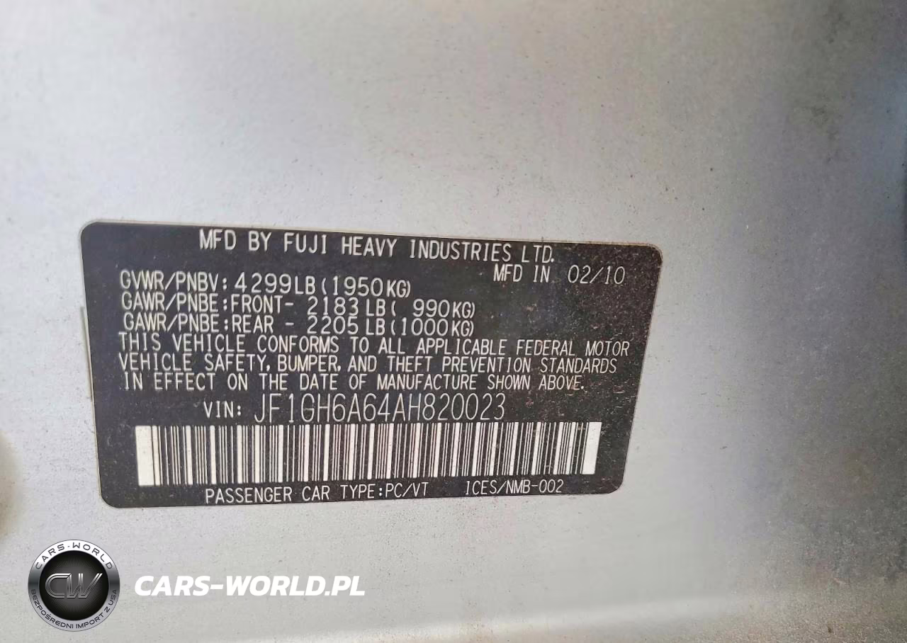 2010 Subaru Impreza 2.5I VIN:JF1GH6A64AH820023 - 13