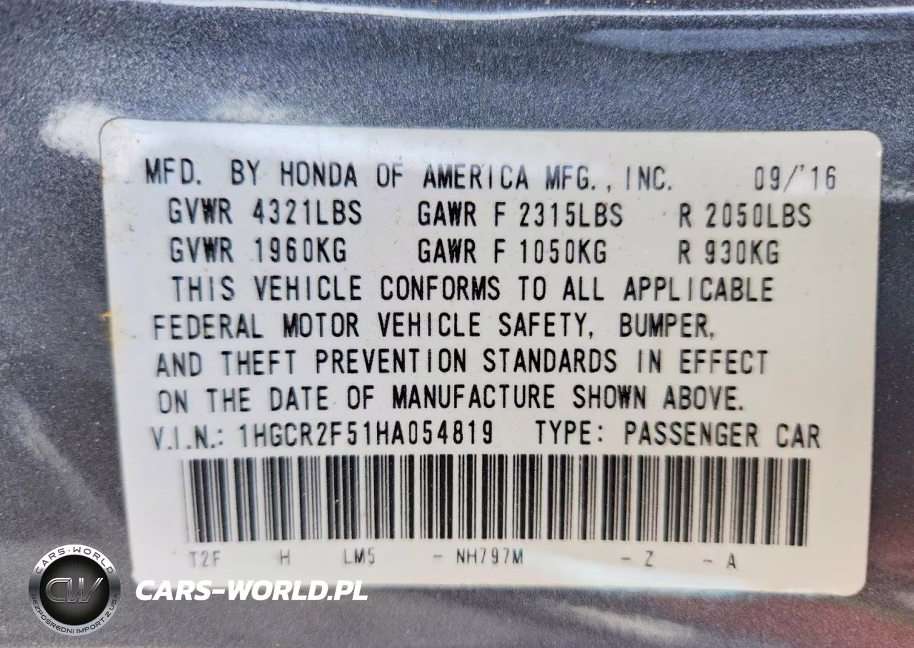 2017 Honda Accord Sport VIN:1HGCR2F51HA054819 - 12