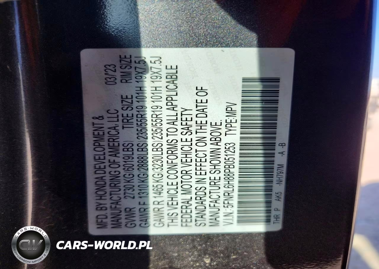 2023 Honda Odyssey Touring VIN:5FNRL6H88PB051253 - 14