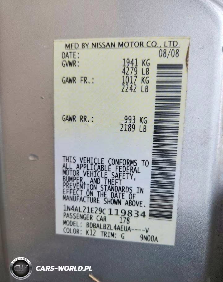 2009 Nissan Altima 2.5 VIN:1N4AL21E29C119834 - 13