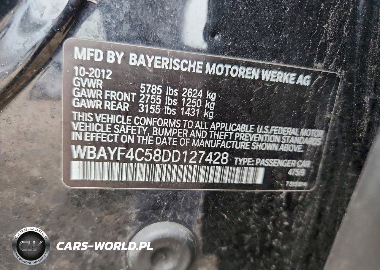 2013 BMW 740 Lxi VIN:WBAYF4C58DD127428 - 12