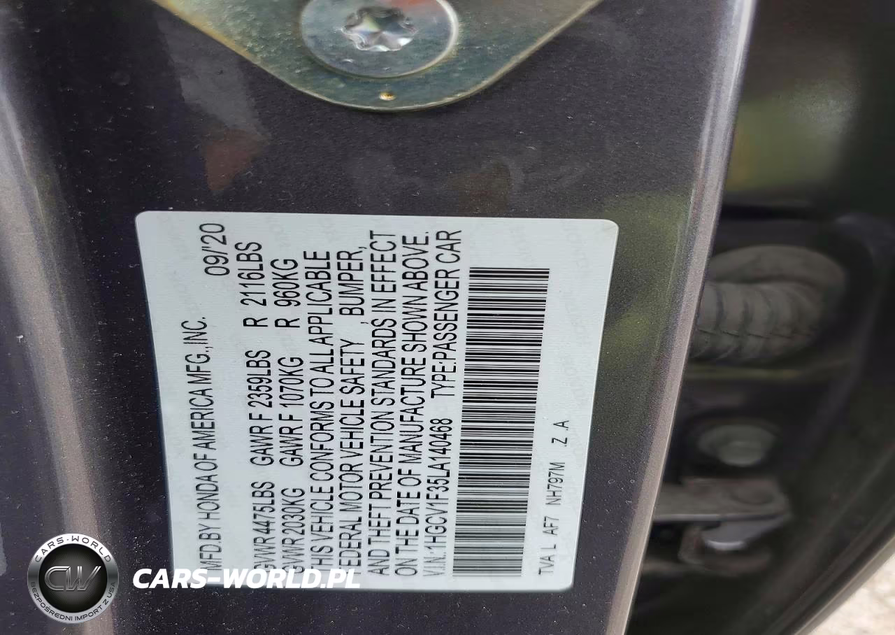 2020 Honda Accord Sport VIN:1HGCV1F35LA140468 - 12