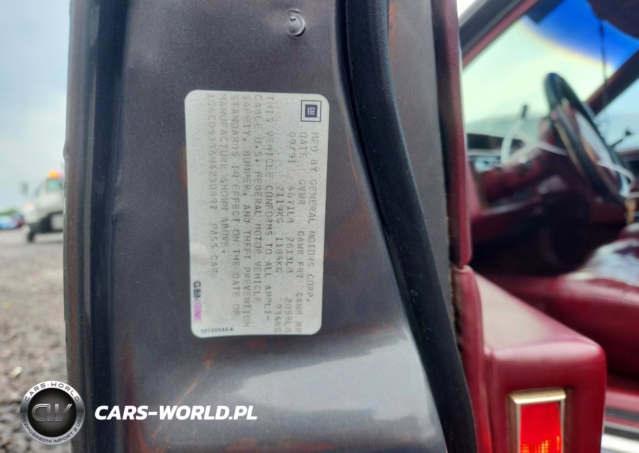 1992 Cadillac Deville VIN:1G6CD53B6N4230897 - 12
