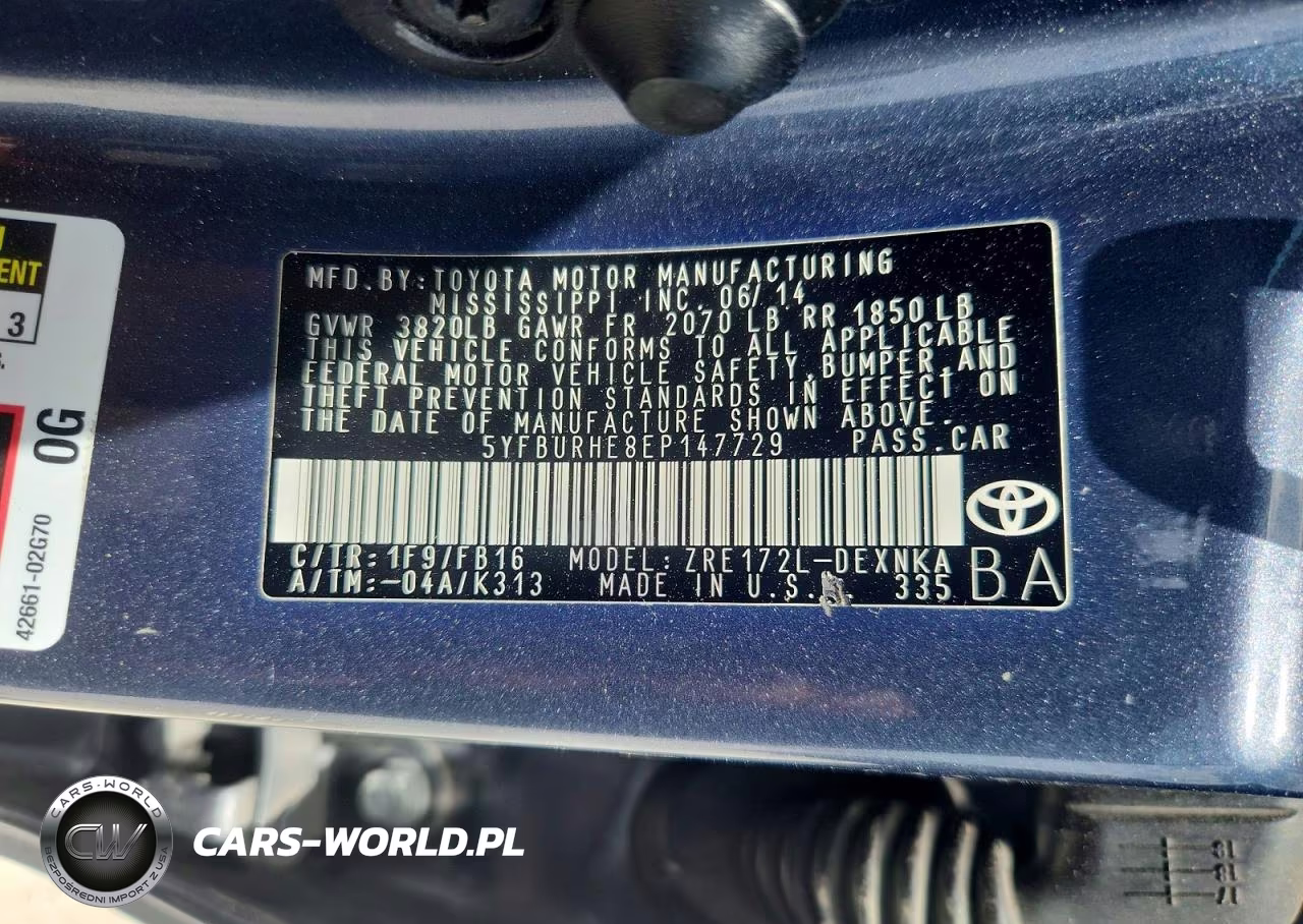 2014 Toyota Corolla Le VIN:5YFBURHE8EP147729 - 12