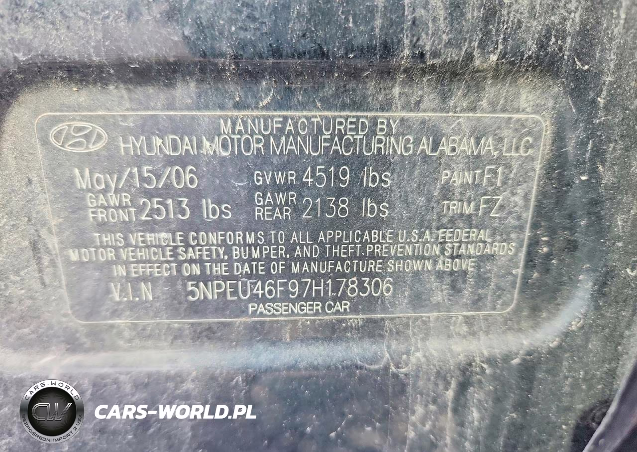 2007 Hyundai Sonata VIN:5NPEU46F97H178306 - 12