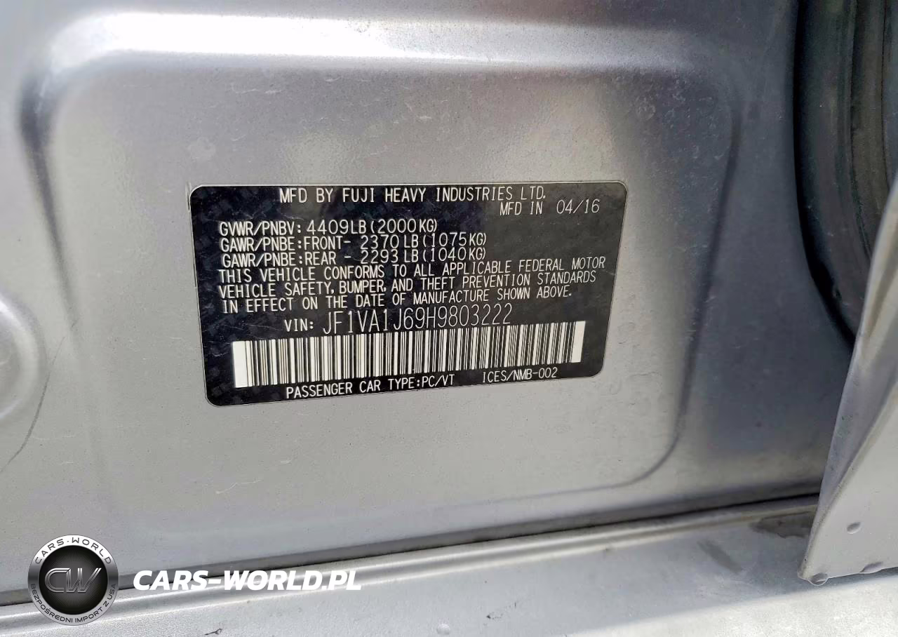 2017 Subaru Wrx Limited VIN:JF1VA1J69H9803222 - 12