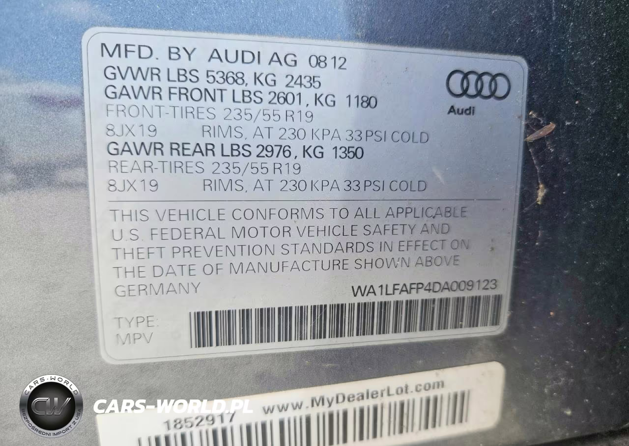 2013 Audi Q5 Premium Plus VIN:WA1LFAFP4DA009123 - 12