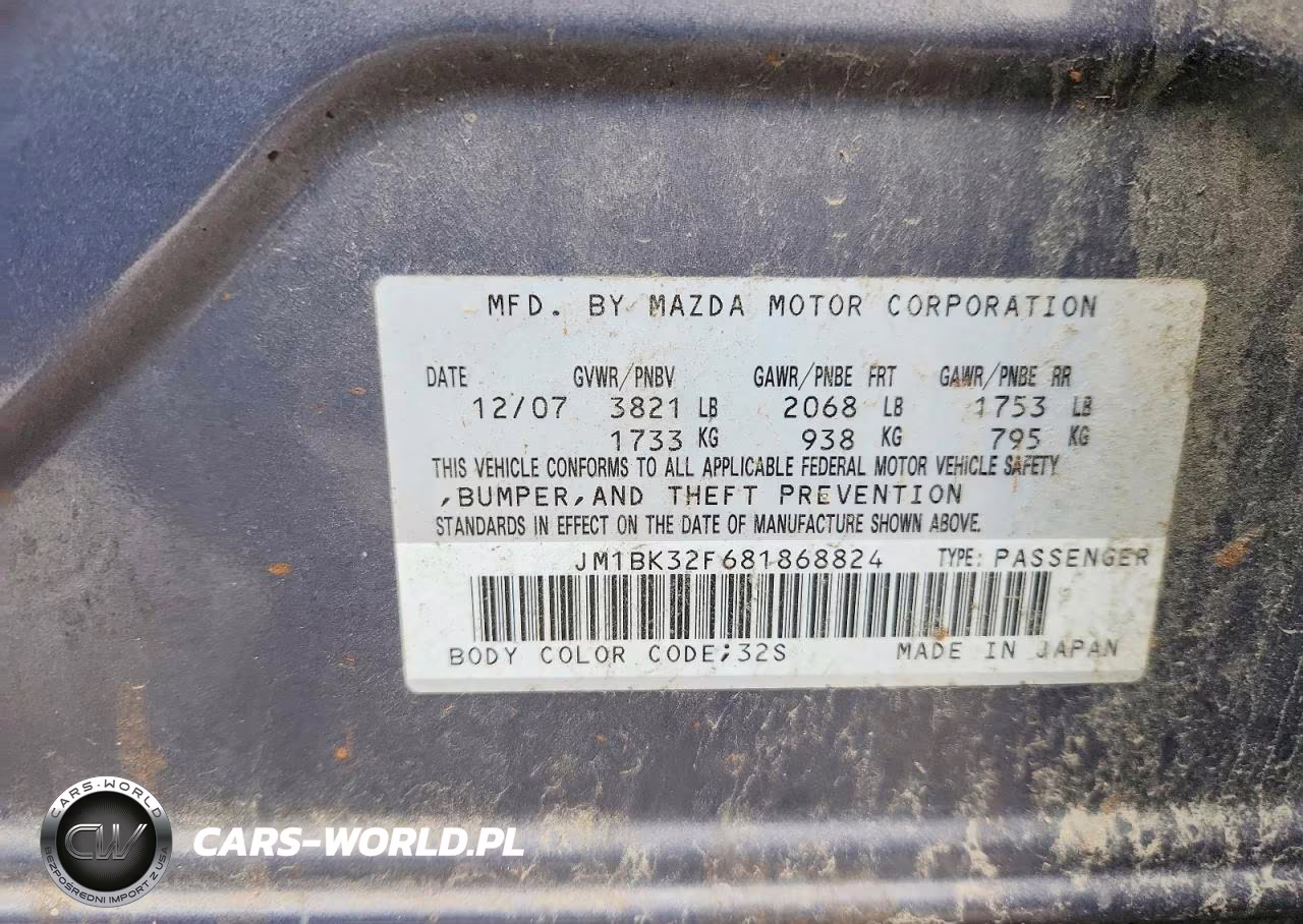 2008 Mazda 3 I VIN:JM1BK32F681868824 - 13