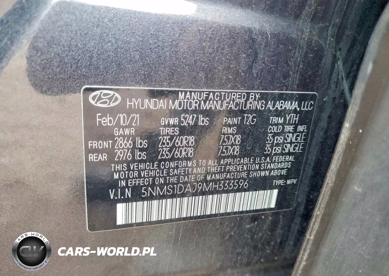 2021 Hyundai Santa Fe Se VIN:5NMS1DAJ9MH333596 - 13